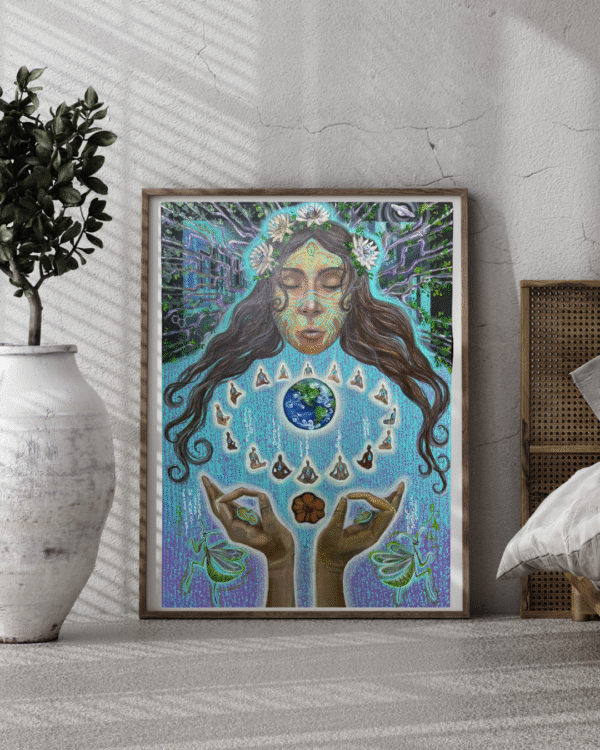 Channeling – channeled light code painting by Alexandra Tentiu, acrylic on canvas
