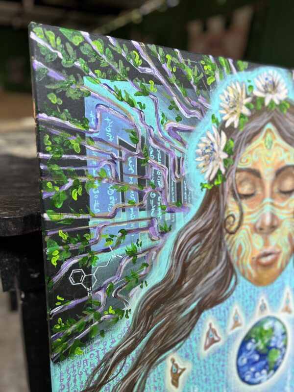 Channeling – channeled light code painting by Alexandra Tentiu, acrylic on canvas