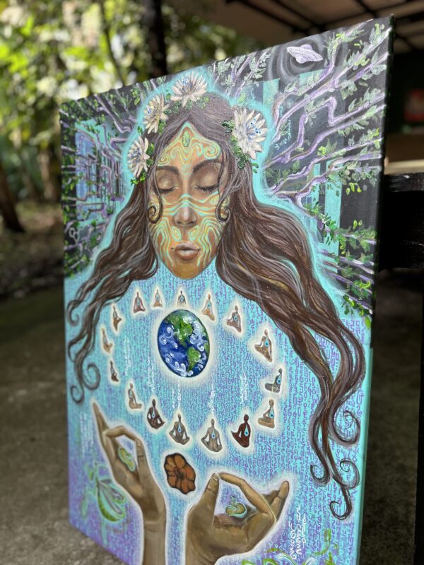 Channeling – channeled light code painting by Alexandra Tentiu, acrylic on canvas