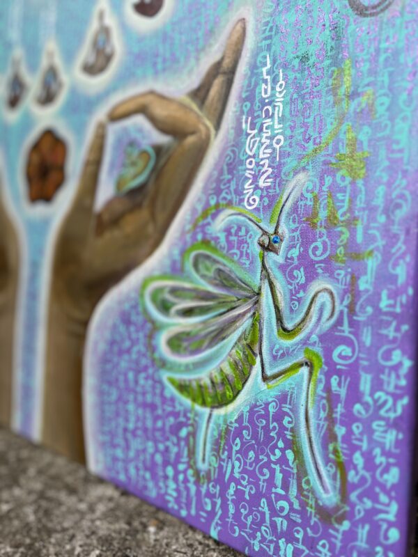 Channeling – channeled light code painting by Alexandra Tentiu, acrylic on canvas
