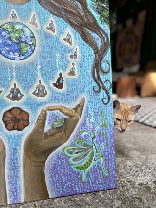 Channeling – channeled light code painting by Alexandra Tentiu, acrylic on canvas